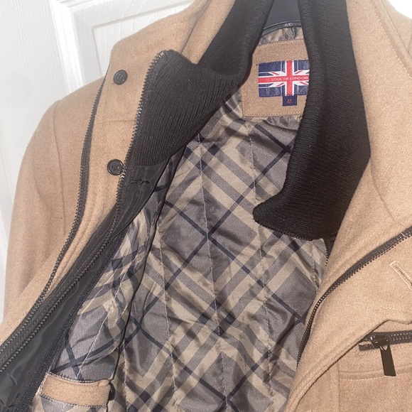 Men’s 3/4 length Pea coat in fashionable shade of Camel - Picture 4 of 7